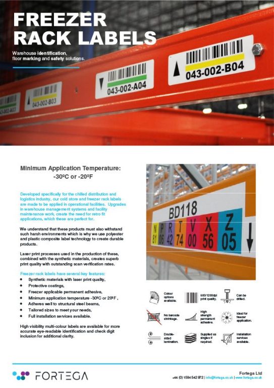 Freezer Rack Labels Info