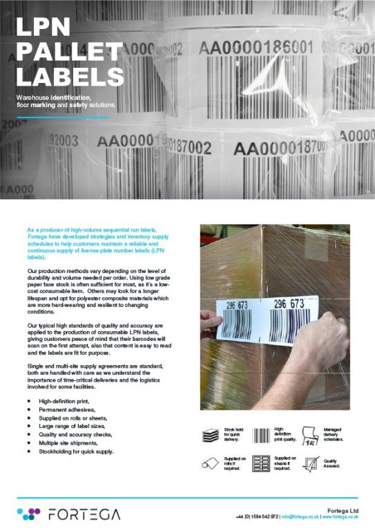 LPN Pallet Labels Info