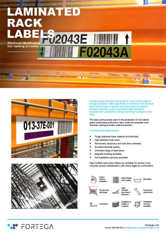 Laminated Rack Labels Info